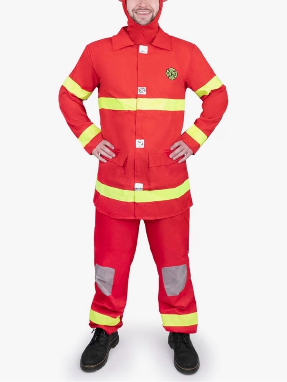 Dress Up America Firefighter Costume for Adults Red Fireman Costume | Large